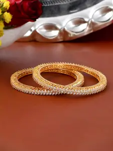 Voylla Set Of 2 Gold-Plated & CZ-Studded Bangle