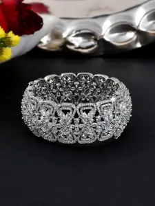 Voylla Rhodium-Plated Silver-Toned & CZ Studded Bangles