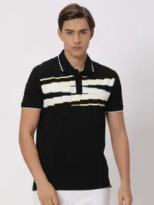 Mufti Abstract Printed Polo Collar Pure Cotton Slim Fit T-shirt