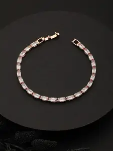 PRITA BY PRIYAASI Women American Diamond Rose Gold-Plated Link Bracelet