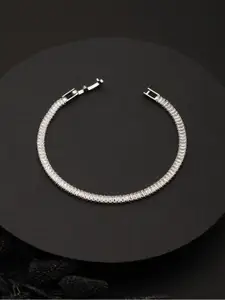 PRITA BY PRIYAASI Women American Diamond Silver-Plated Link Bracelet