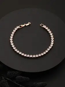 PRITA BY PRIYAASI Women American Diamond Rose Gold-Plated Link Bracelet