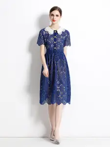 JC Collection Blue Floral Fit & Flare Dress