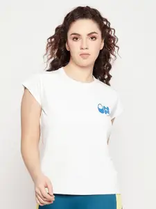 Clovia Women White Applique T-shirt