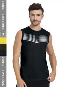 FTX Men Multicoloured 3 V-Neck Extended Sleeves Pockets T-shirt