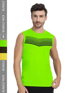 FTX Men Multicoloured 3 V-Neck Extended Sleeves Pockets T-shirt