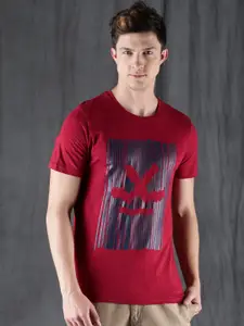 WROGN Men Maroon Printed T-shirt