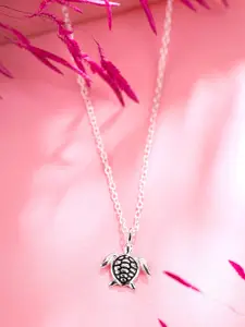 Raajsi by Yellow Chimes Girls Silver-Plated Tortise design Pendant