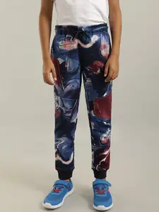 Indian Terrain Boys Abstract Printed Mid-Rise Cotton Joggers