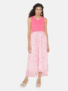 Yaadleen Pink Floral Print Maxi Dress