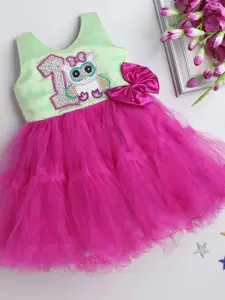 Pink Chick Girls Embellished Satin Fit & Flare Tulle Dress