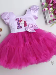 Pink Chick Girls Embellished Satin Fit & Flare Tulle Dress