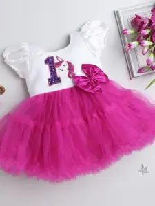 Pink Chick Girls Embellished Satin Fit & Flare Tulle Dress