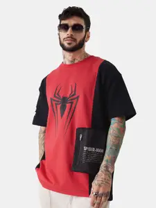 The Souled Store Spider Man Web Wonder Printed Pure Cotton Oversized T-shirt