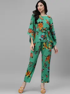 DEEBACO Floral Printed Top With Trousers