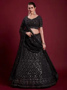 Readiprint Fashions Embroidered Sequinned Semi-Stitched Lehenga & Unstitched Blouse