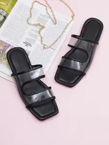 ELANBERG Women Synthetic Leather Open Toe Flats