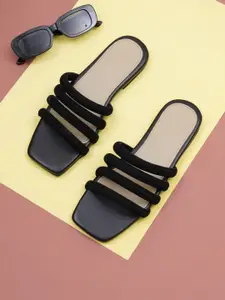 ELANBERG Synthetic Leather Open Toe Flats