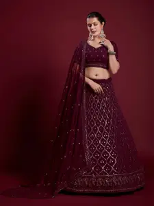 Readiprint Fashions  Sequinned Semi-Stitched Lehenga & Unstitched Blouse With Dupatta