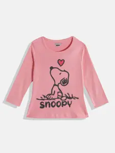 Eteenz Infant Girls Cotton Snoopy & Typography Printed T-shirt