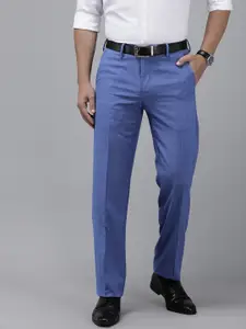 Van Heusen Men Checked Custom Mid Rise Formal Trousers