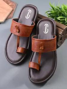 PANAHI Men Textured One Toe Comfort Sandals