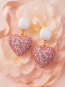 Rubans Voguish Gold-Plated Heart Shaped Drop Earrings