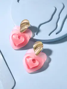 Rubans Voguish Gold-Plated Heart Shaped Drop Earrings