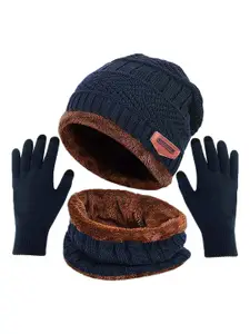 Aadikart Women Self Design Wool Beanie With Gloves