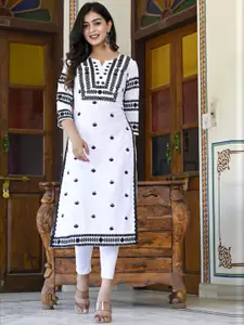 GoSriKi Floral Embroidered Straight Kurta