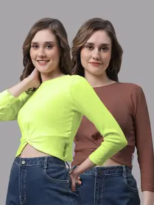 FBAR Pack Of 2 Cotton Twisted Crop Tops