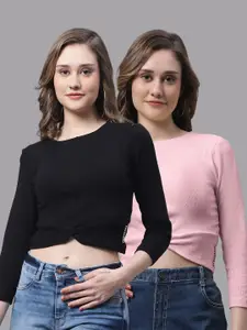 FBAR Pack Of 2 Cotton Twisted Crop Tops