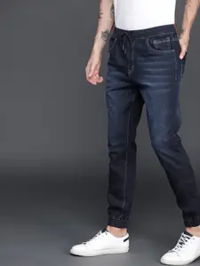 WROGN Men Blue Jogger Mid-Rise Clean Look Stretchable Jeans
