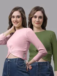 FBAR Pack Of 2 Cotton Crop Fitted Top
