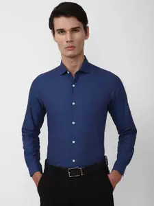 Peter England Elite Slim Fit Self Design Cotton Formal Shirt