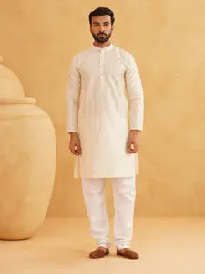 SOJANYA Embroidered Thread Work Silk Cotton Kurta with Churidar