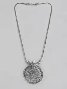 Sangria Silver-Toned Silver-Plated Oxidised Necklace