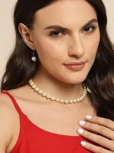 Anouk Women Gold-Plated Pearls Necklace Set