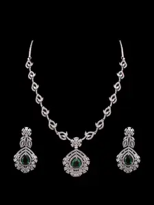 Mirana Silver-Toned Rhodium-Plated Necklace Set