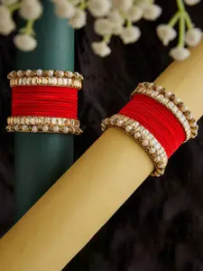 ATIBELLE Set Of 32 Copper-Plated Beads & Kundan Studded Bangles