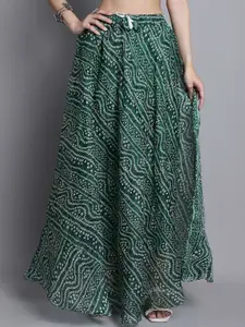 SOUNDARYA Printed Cotton Flared Maxi Skirt