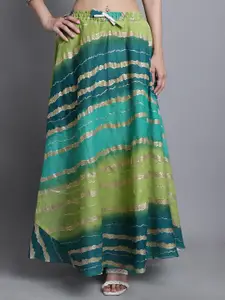 SOUNDARYA Striped Cotton Flared Maxi Skirt