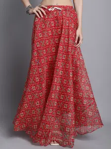 SOUNDARYA Printed Cotton Flared Maxi Skirt