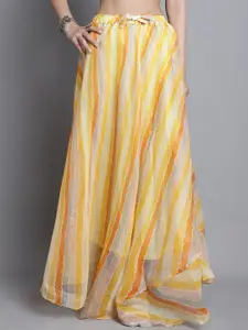 SOUNDARYA Striped Cotton Flared Maxi Skirt
