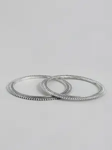 Sangria Set Of 2 Silver-Plated Oxidised Bangles