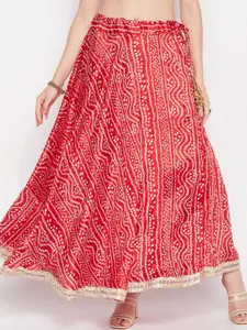Clora Creation Bandhani Printed Flared Maxi Skirt