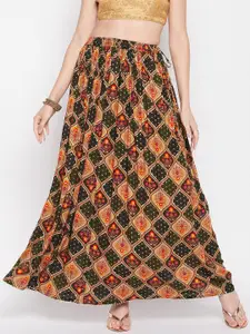 Clora Creation Ethnic Motif Printed Flared Maxi Skirt