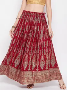 Clora Creation Ethnic Motif Printed Flared Maxi Skirt