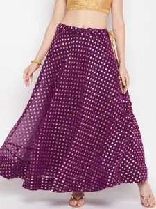 Clora Creation Ethnic Printed Georgette Flared Maxi Skirt
