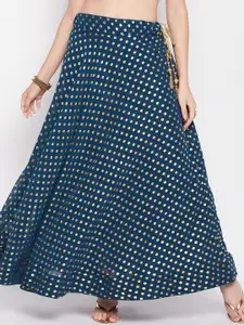 Clora Creation Ethnic Foil Printed Georgette Flared Maxi Skirt